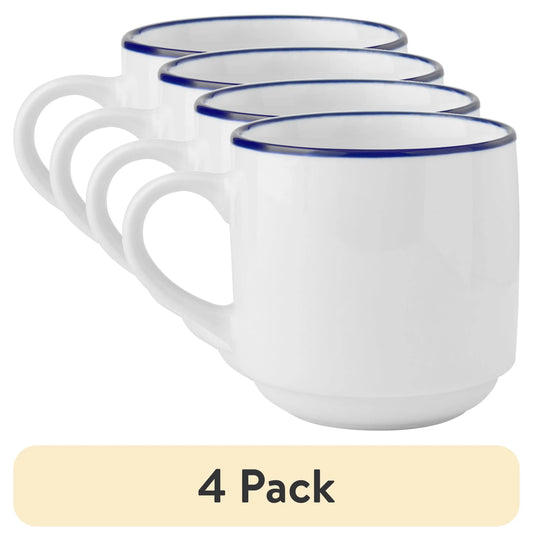 (4 pack) Mainstays Blue Rim Stoneware Mug