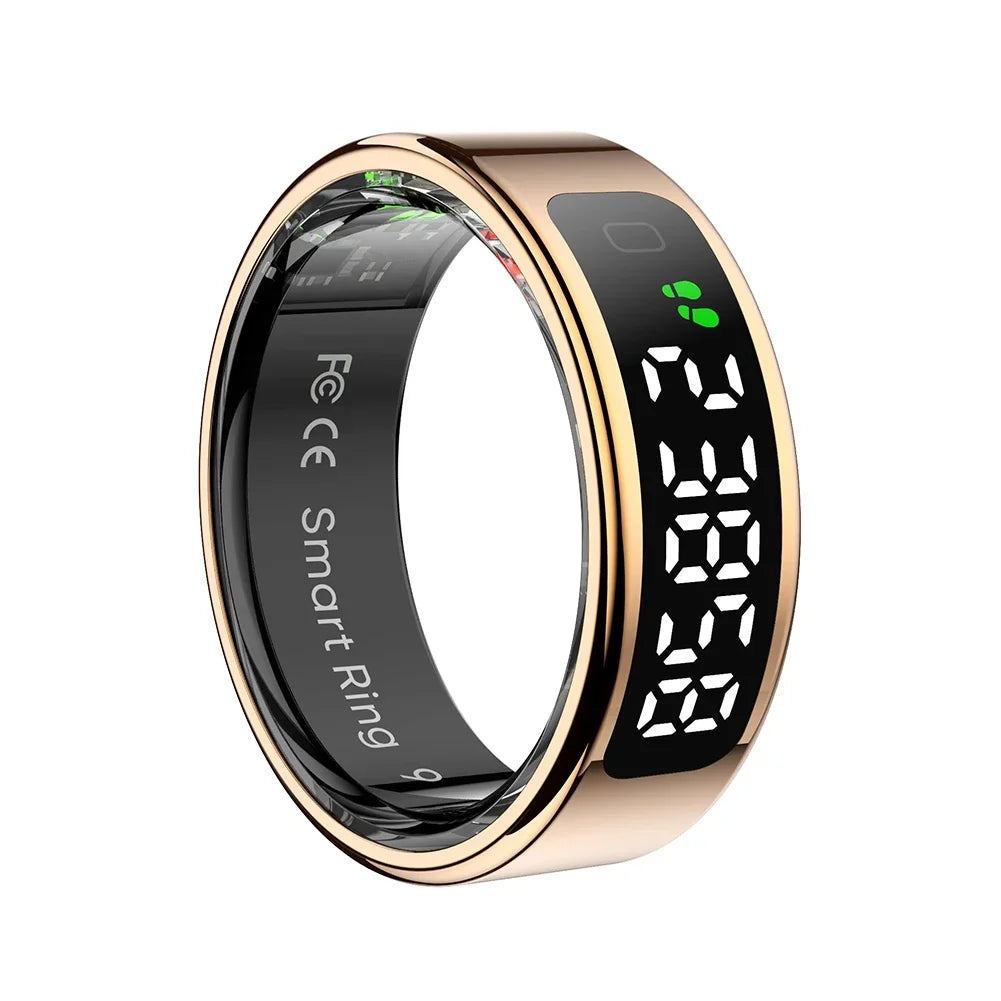 R11 Smart Ring with Display Screen and Touch Heart Rate Blood Oxygen Monitor Ring Wireless Charging Smartring for Android & iOS