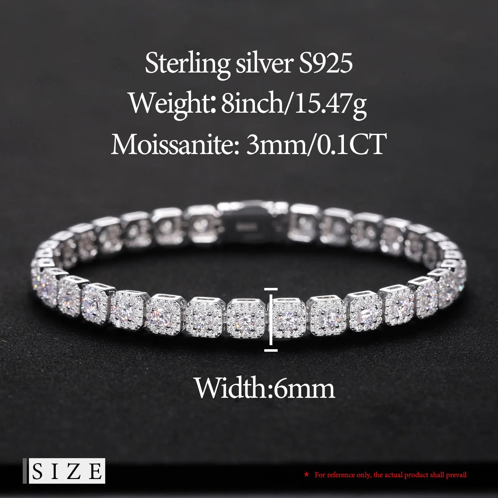 Iced Out Moissanite Halo Tennis Bracelet for Women Men S925 Sterling Silver 18k Gold Plated Jewelry with GRA Bracelets Gifts - TrendForce25