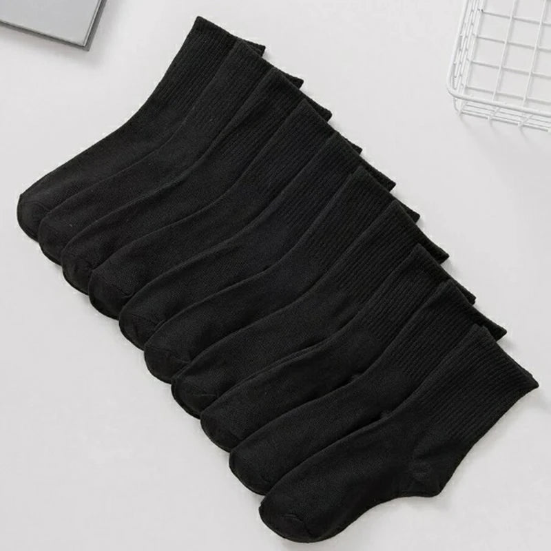 10/20 Pairs Women Solid Color Crew Socks Classic Versatile Comfortable Breathable Sweat Absorbing Running Sports Leisure Socks