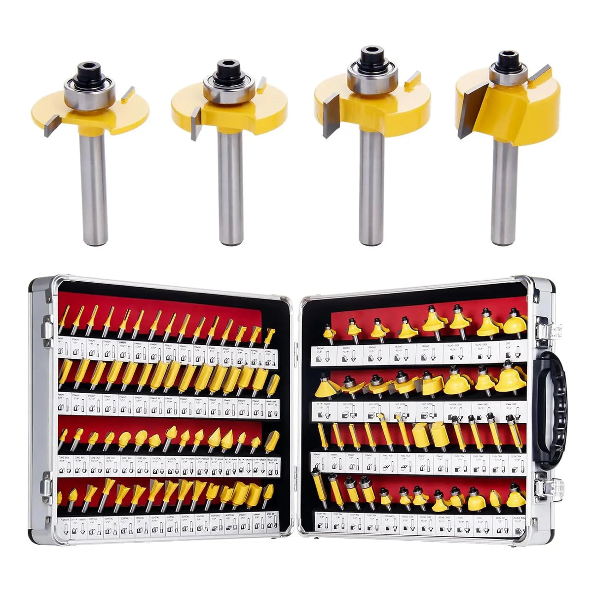 Allsome 100pcs 1/4” Router Bits, Carbide Wood Milling Cutter for Woodworkers and Beginners, Ideal for Woodworking Project - TrendForce25