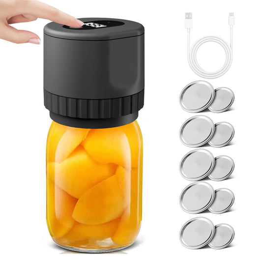 Electric Mason Jar Vacuum Sealer Kit Cordless Automatic Jar Sealer Kit for Food Storage and Fermentation with Wide-Mouth and Reg - TrendForce25