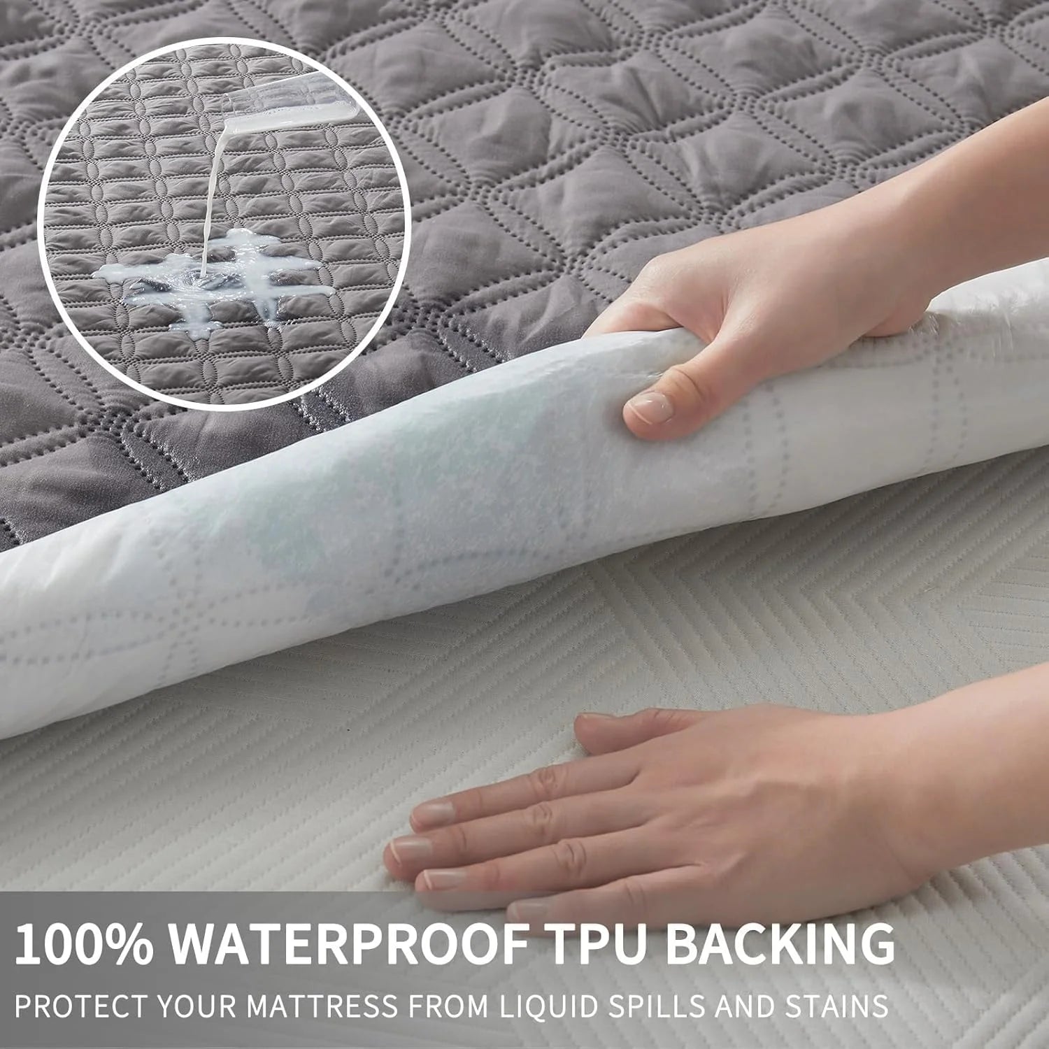 Waterproof Mattress Protector, Noiseless Mattress Pad with Deep Pocket, Soft Breathable Dirt-Proof Bed Mattress Cover Washable - TrendForce25