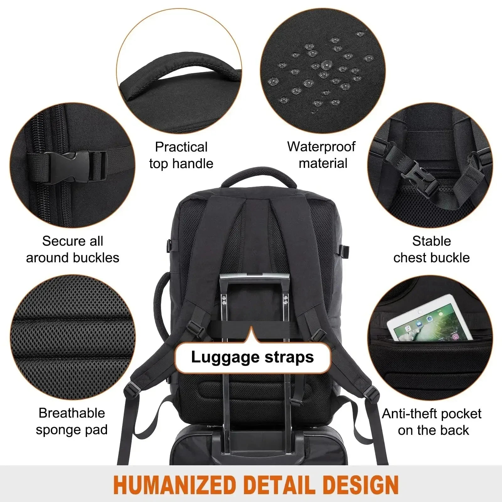 40L Large Capacity Backpack Laptop Backpack Expandable Large Suitcase Waterproof Luggage Travel Backpack - TrendForce25