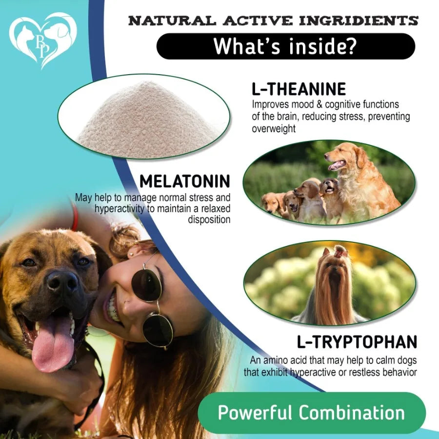 Hemp Calming Chews for Dogs Puppy Pet Separation Anxiety Relief Treats Calm Aggressive Behavior Melatonin Anti Stress Treatment - TrendForce25