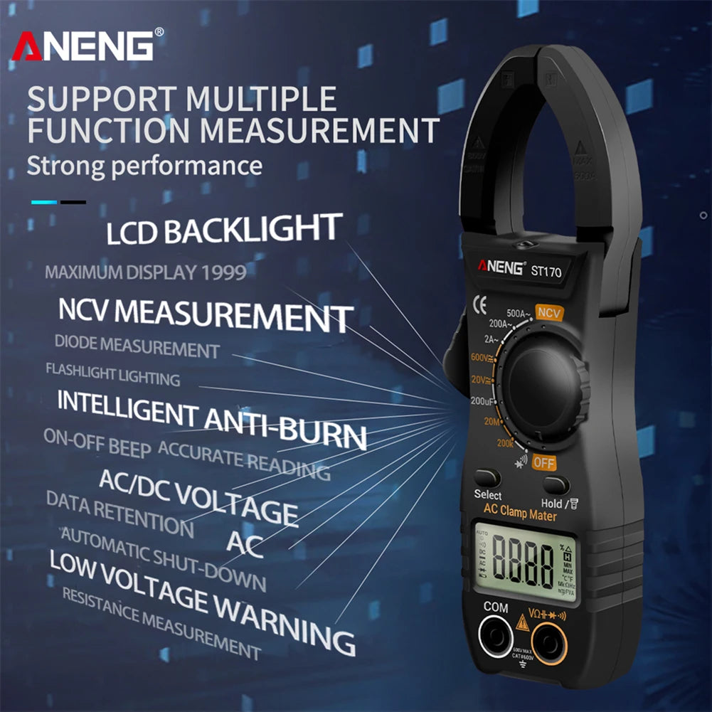 Digital Multimeter Backlit Display AC/DC Voltmeter AC Ammeter Clamp Meter NCV 2000 Counts with Flashlight for Electrical Testing - TrendForce25