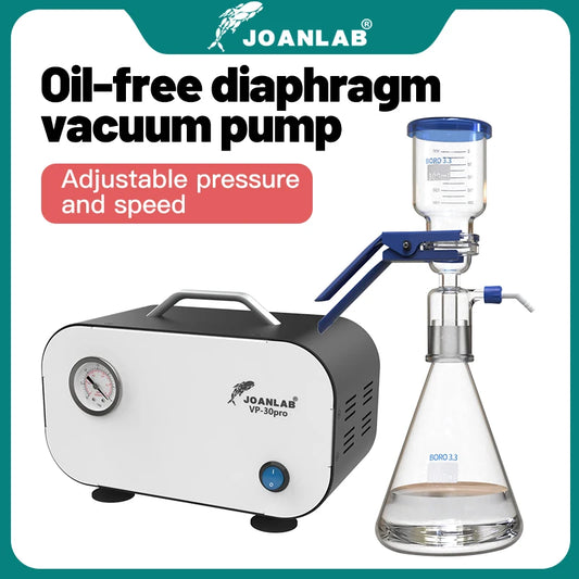 JOANLAB Oil-free Diaphragm Vacuum Pump Laboratory Filter Pump Portable Negative Pressure Pump Adjustable Pressure Lab Equipment
