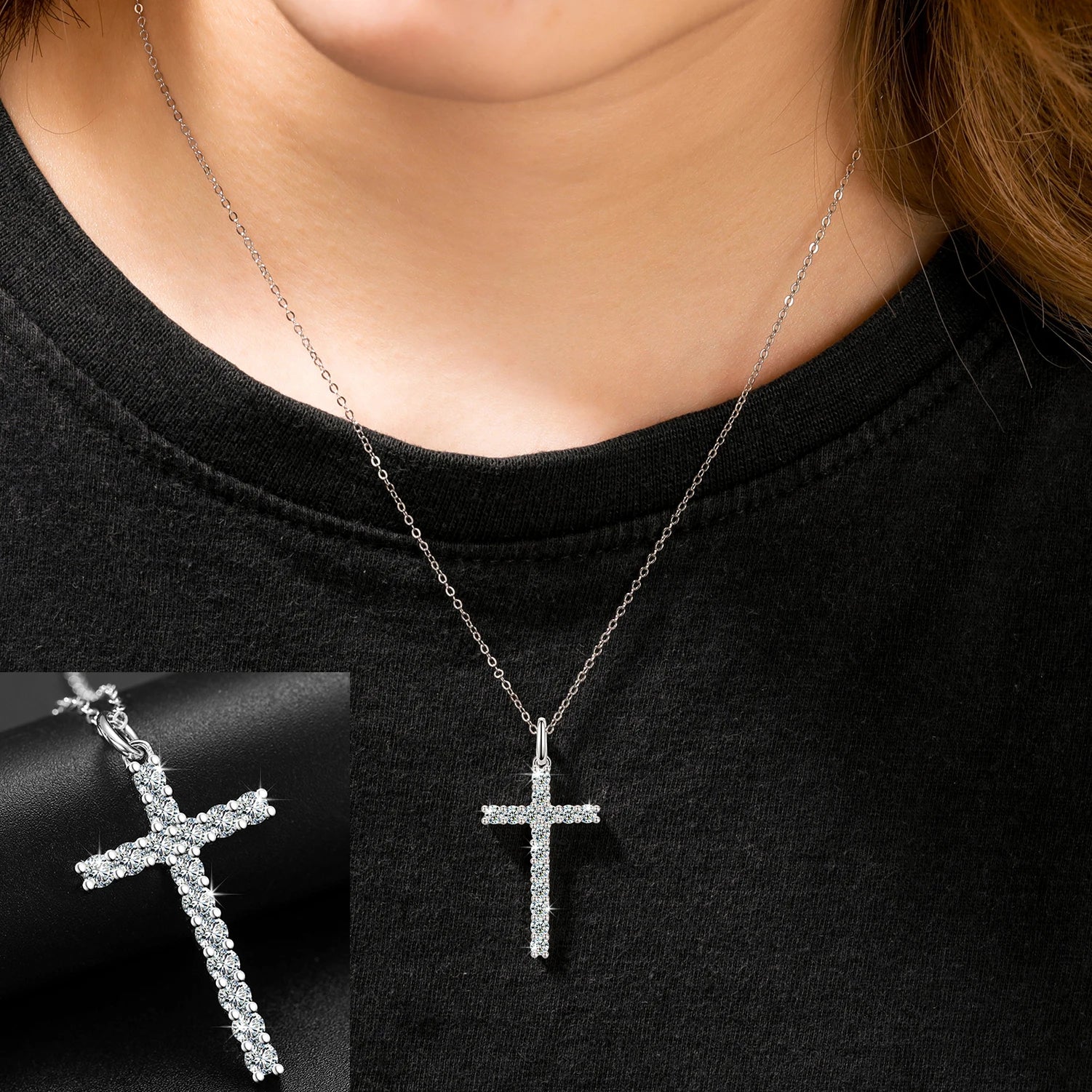 Exquisite Fashion 925 Sterling Silver Cross Pendant Moissanite Pendant Necklace For Men Women Hip Hop Jewelry Wholesale 2022 New - TrendForce25