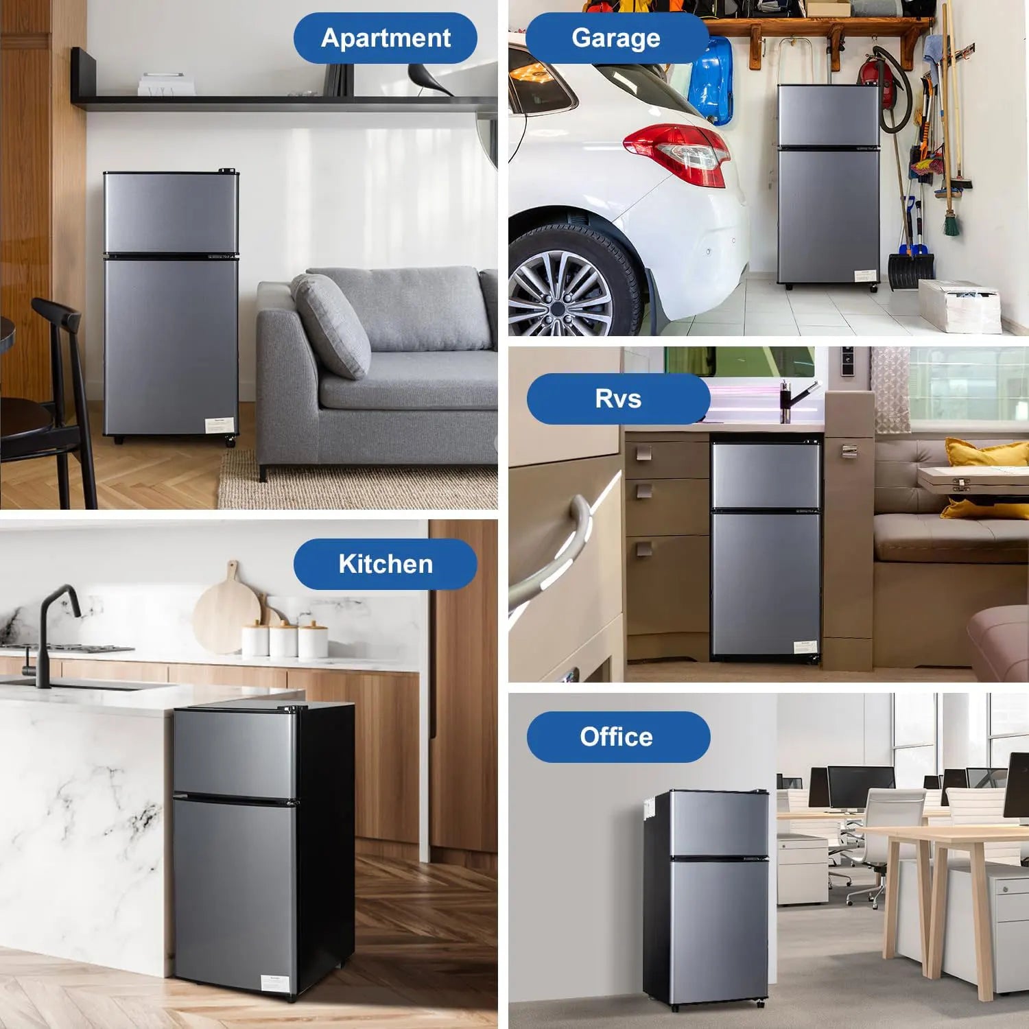 Mini Fridge with Freezer, 2.9 Cu.Ft Small Fridge, Energy Saving, Low Noise,7 Adjustable Thermostat, Double Door  Refrigerator - TrendForce25