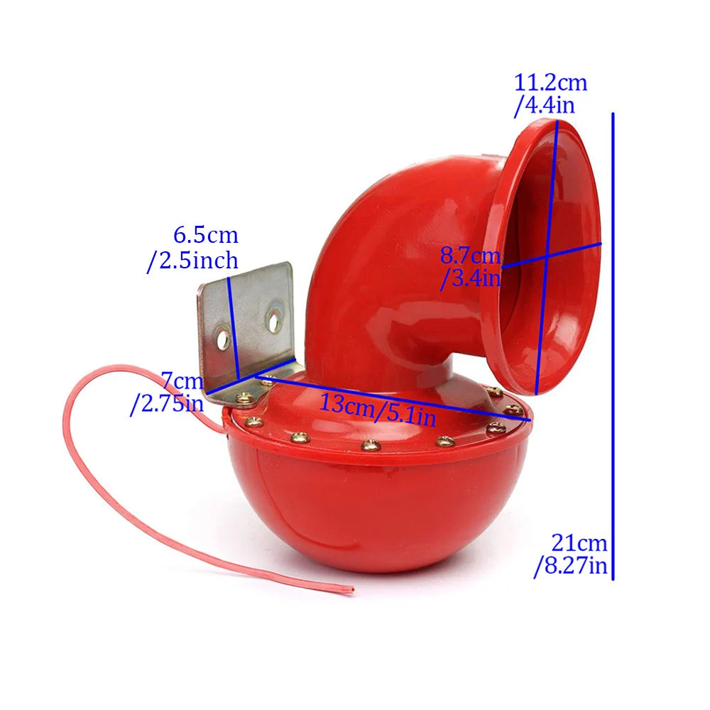12V 200dB Super Loud Car Horn Red Cow Sound Metal Horn for Truck Train Ship Motorcycle Car Truck Ship