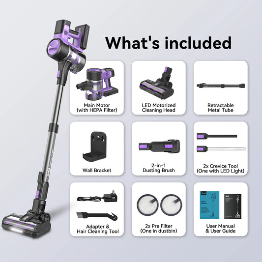 INSE S10 Cordless Vacuum Cleaner, 6-in-1 Stick Vacuum with 30Kpa 350W Suction, Max 50 Min Runtime Rechargeable Vacuum Cleaner - TrendForce25