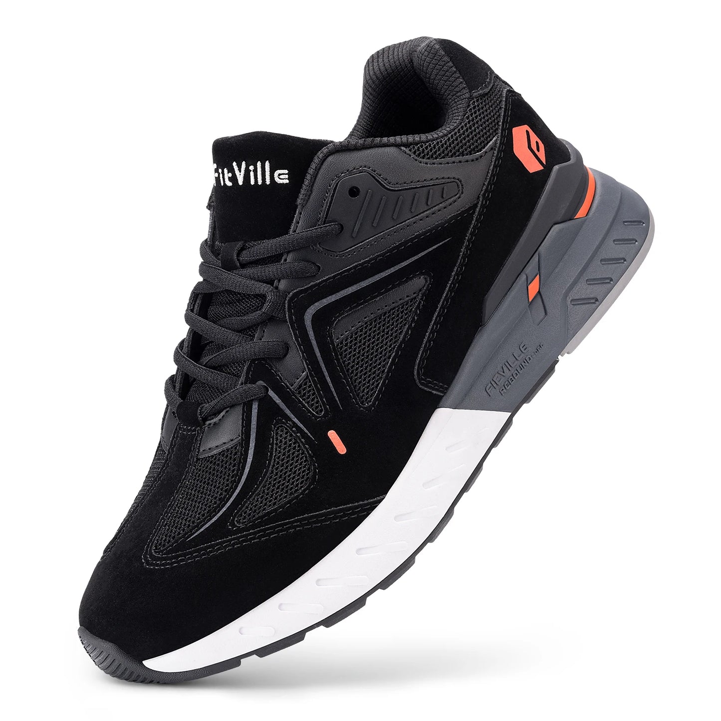 FitVille Extra Wide Men's Walking Shoes Lightweight Sneakers for Flat Feet Arch Fit Heel Pain Relief Non-Slip Sports Shoes