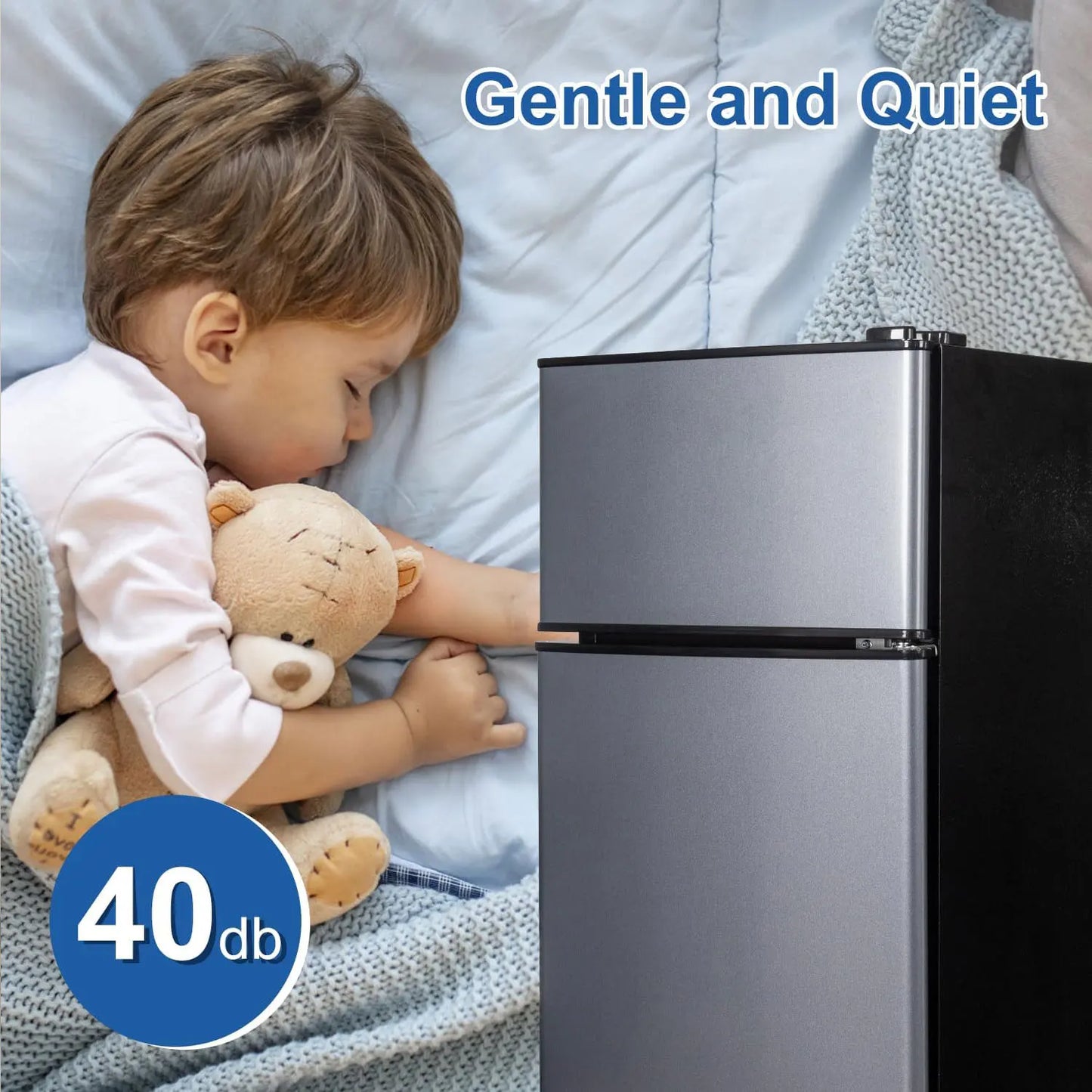 Mini Fridge with Freezer, 2.9 Cu.Ft Small Fridge, Energy Saving, Low Noise,7 Adjustable Thermostat, Double Door  Refrigerator - TrendForce25