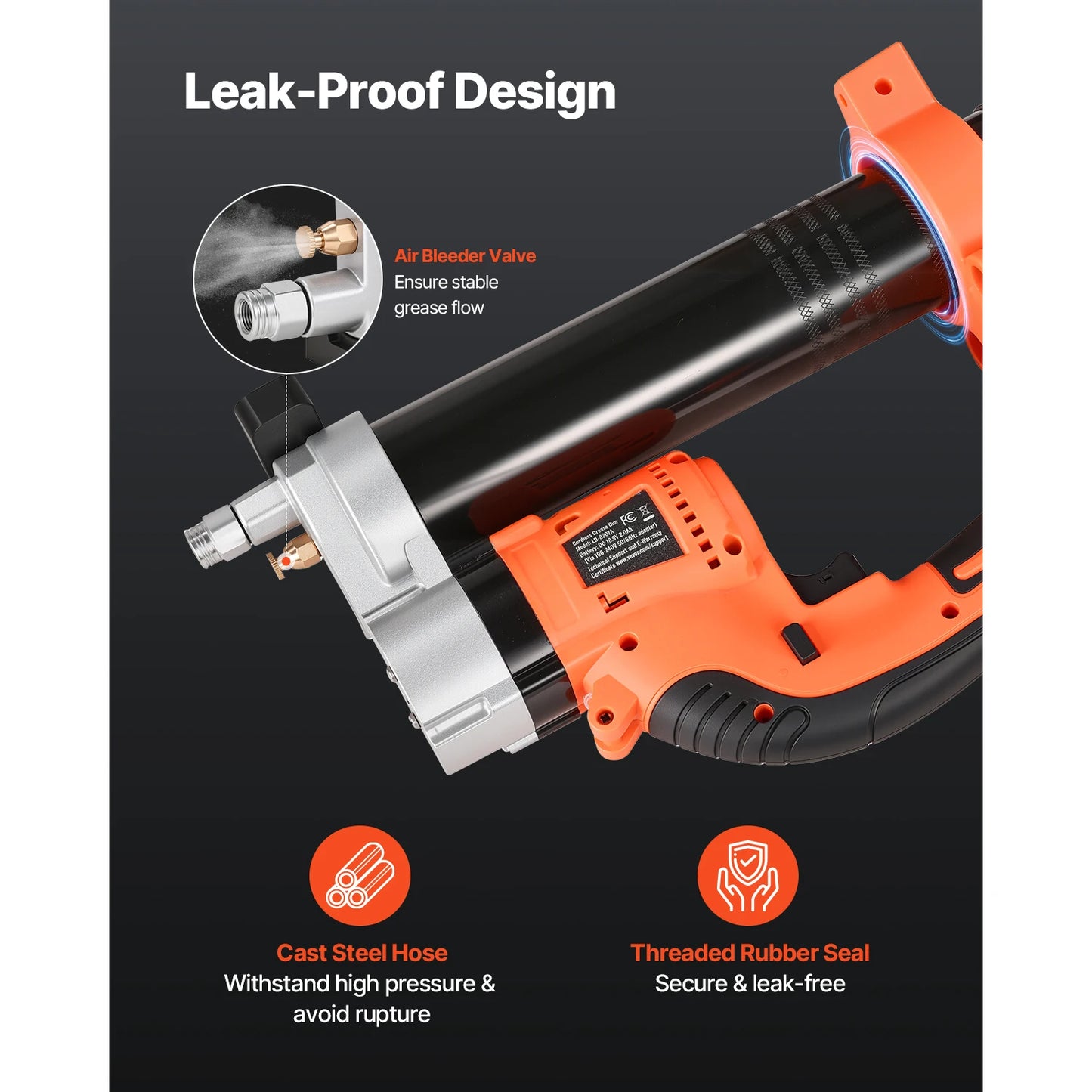 SucceBuy 8000PSI Cordless Electric Grease Gun with 35.4in Hose Car Maintenance Power Tool for 18V Battery Greasing Vehicles