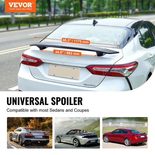 VEVOR GT Wing Car Spoiler 46.3 inch Universal Spoiler Compatible with most Sedans and Coupes High Strength ABS Material Black