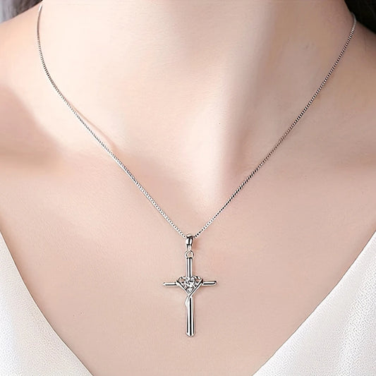 925 Sterling Silver Cross Zircon Necklace Pendant for Women Wedding Jewelry Clavicle Chain Prayer Gifts Stock in USA Warehouse