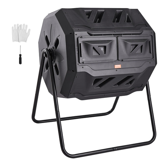 SucceBuy Compost Bin 18.5/37/43Gal Dual Chamber Composting Tumbler BPA FreeComposter Bin Tumbler for Garden Kitchen Yard Outdoor - TrendForce25