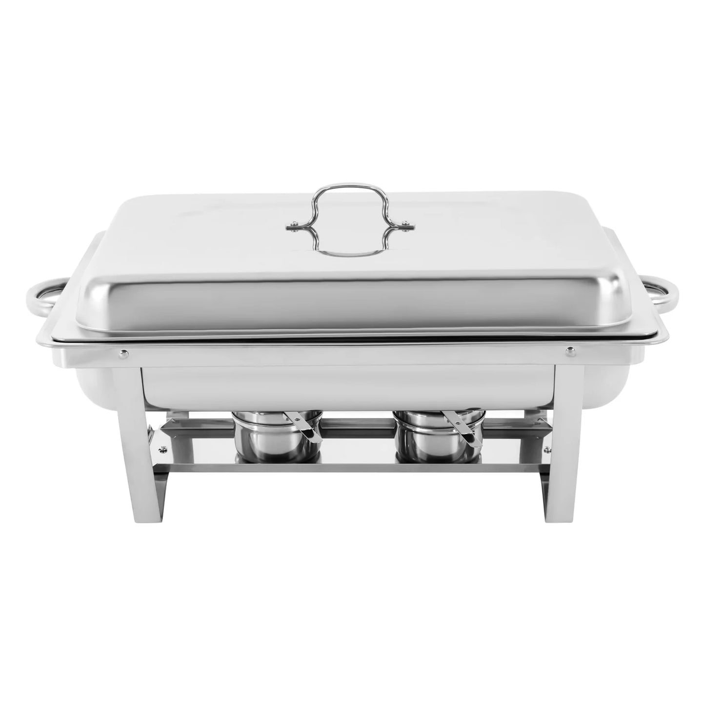 7.5L Stainless Steel Chafing Dish Buffet Set Silver Rectangular Catering Chafer Warmer Set with Folding Frame for Party Banquet
