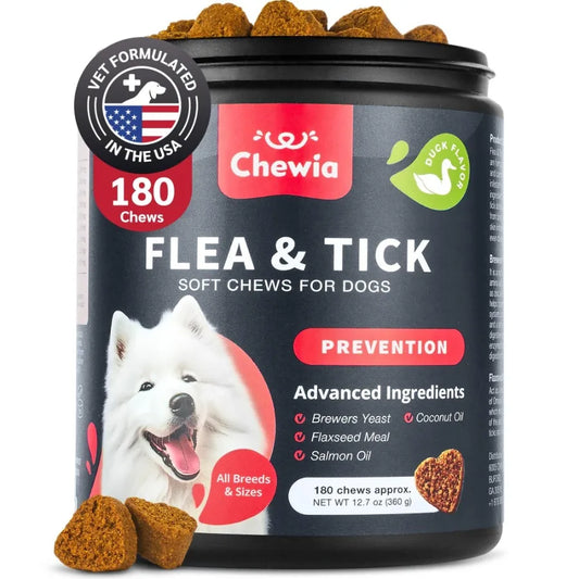 Dog Flea and Tick Treatment Chews FleaTick Prevention for Dogs Chewables Natural Dog Flea Tick Control Soft Treats Immune Suppo - TrendForce25