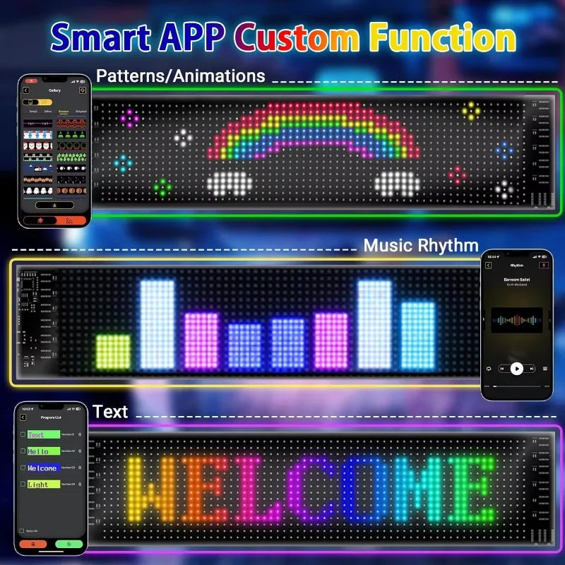 2pcs Car Devil Eyes Smart USB LED Pixel Matrix Display Screen Panel Car Decor Advertising Sign DIY Text Image Animation Art Gift
