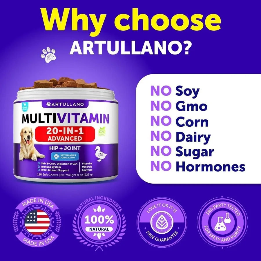Dog Multivitamin Chewable with Glucosamine 20 in 1 Dog Vitamins and Supplements Senior Puppy Multivitamin for Dogs Pet Joint Su - TrendForce25