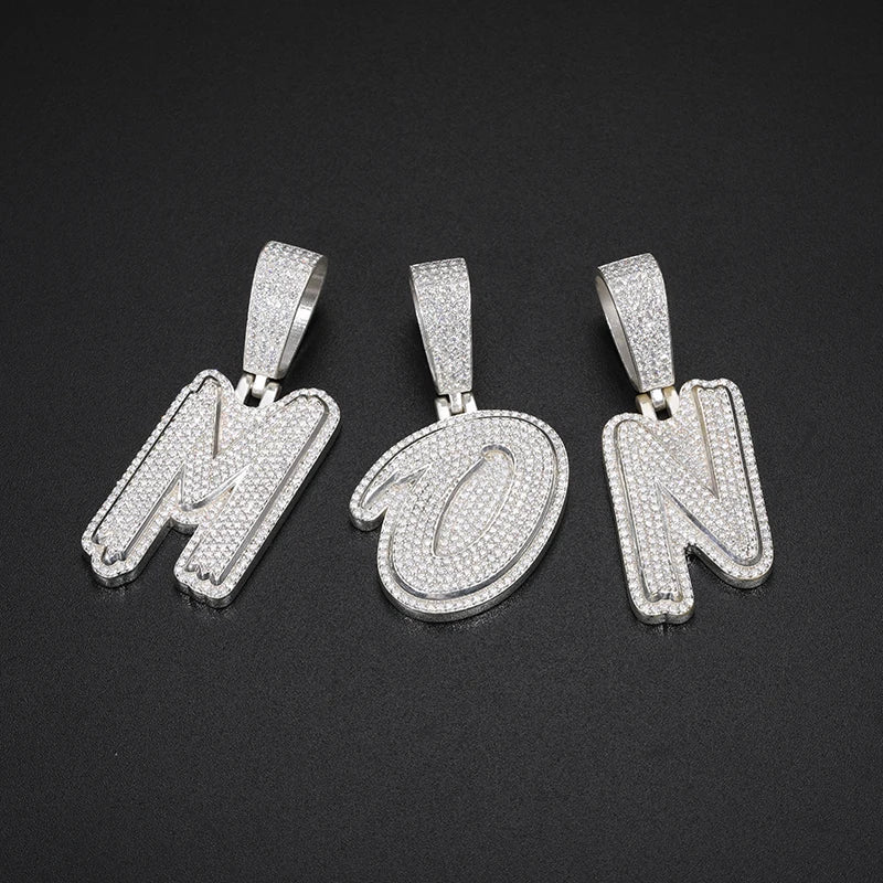 Fine New Unisex 925 Silver Pendant  Letters Classic Punk Hiphop/Rock Letters Moissanite Pendant For Men Hip Hop Jewelry