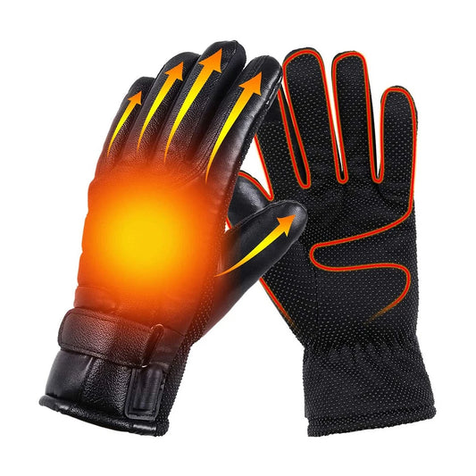 Motorcycle Winter Heated Gloves 12V Thermal Windproof Bike Gloves PU Leather Outdoor Keep Warm Guantes for Snowmobile Motorcycle - TrendForce25