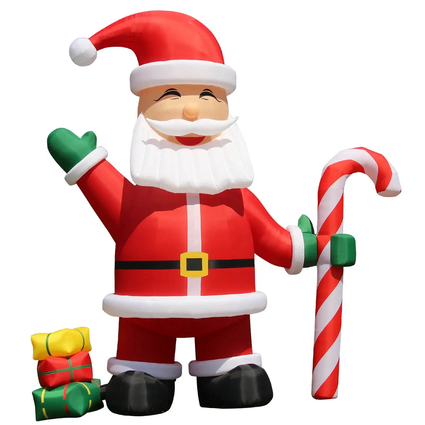10m LED Christmas Inflatable Santa Claus With Cindy Cane Gift Boxes, Outdoor Blow Up Christmas Decoration Giant Inflatable