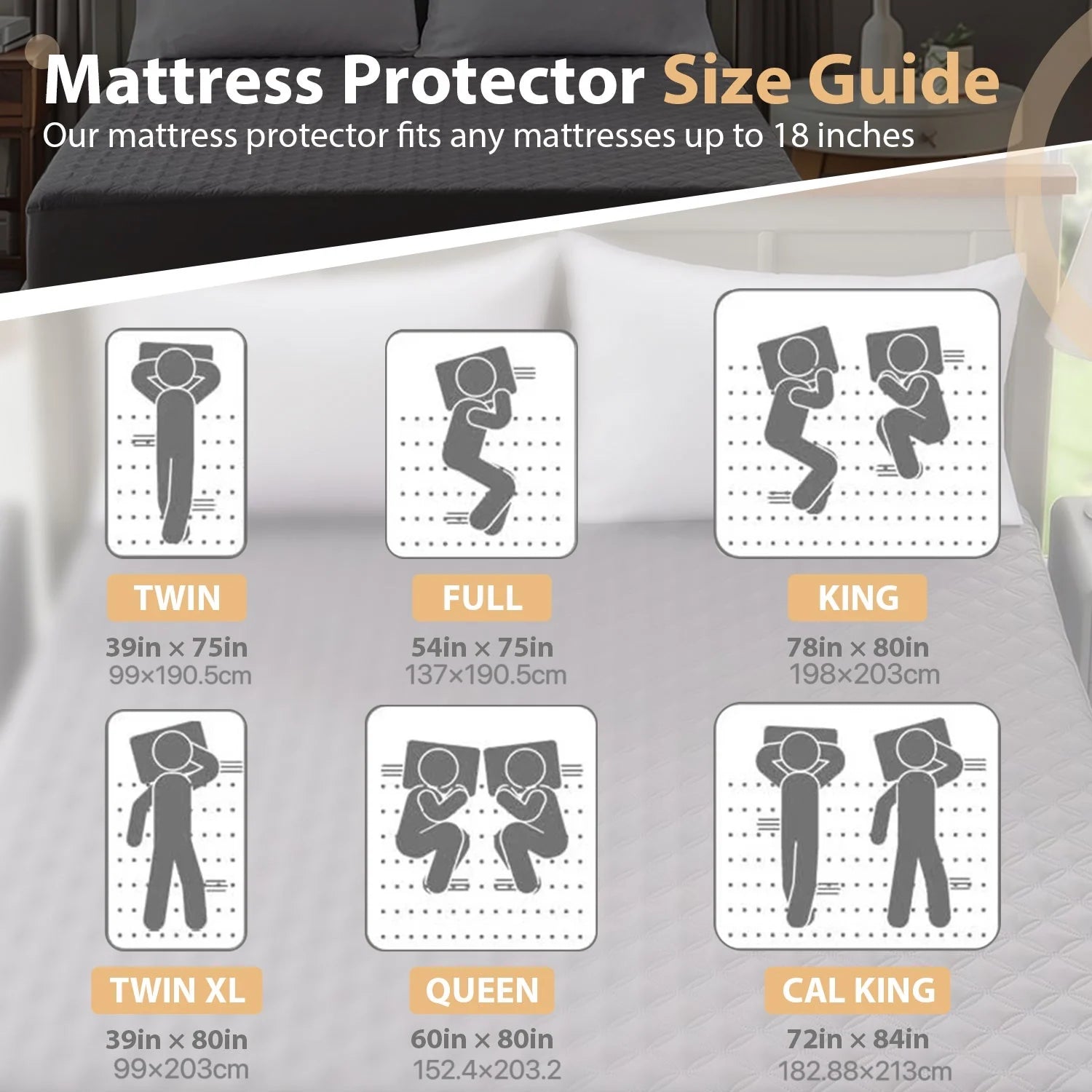 Waterproof Mattress Protector, Noiseless Mattress Pad with Deep Pocket, Soft Breathable Dirt-Proof Bed Mattress Cover Washable - TrendForce25