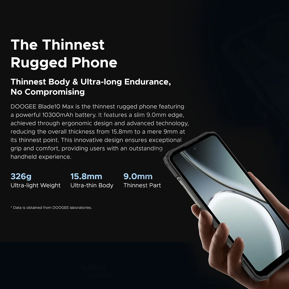 DOOGEE Blade10 Max Rugged Phone 6.56" 90Hz IPS Display 8GB 256GB 1.54" Rear Display 50MP AI Main Camera 10300mAh 18W Charge
