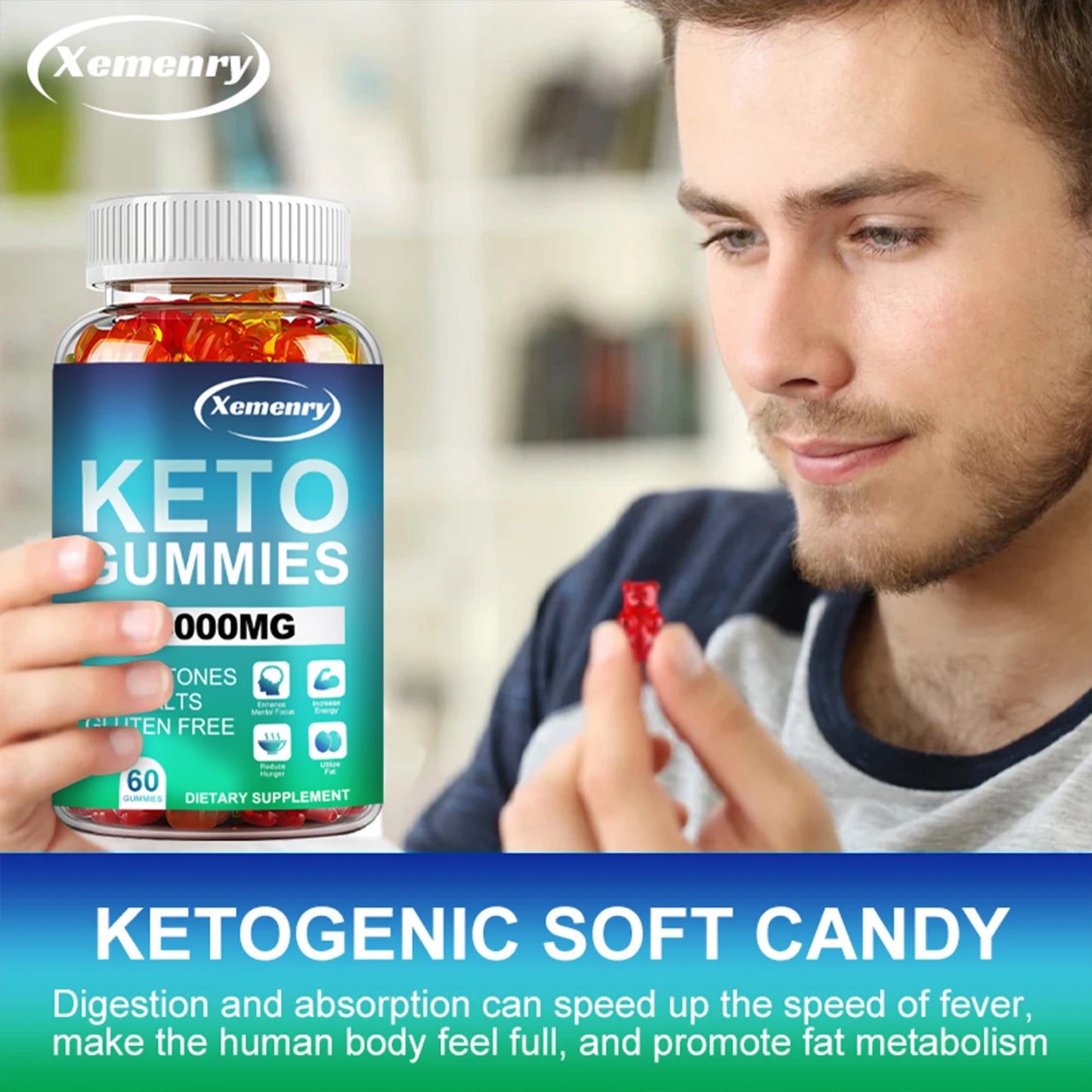 Keto Gummies - Burn Fat, Weight Management, Speed Up Metabolism, Digestive Health, Appetite Control - 60 Gummies