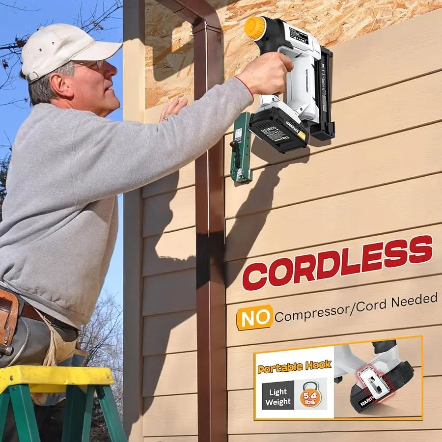 20V Nail Gun Battery Powered, 18 Gau  2 in 1 Cordless Brad Nailer Stapler for Home Improvement and Woodworking, Electric Staple