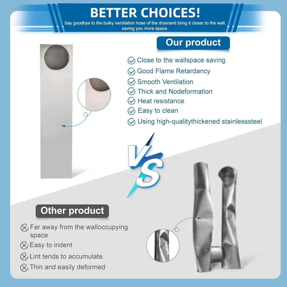 Upgraded Stainless Steel Telescoping Dryer Vent Kit for Whirlpool OEM - 25"-55" Adjustable Periscope Design