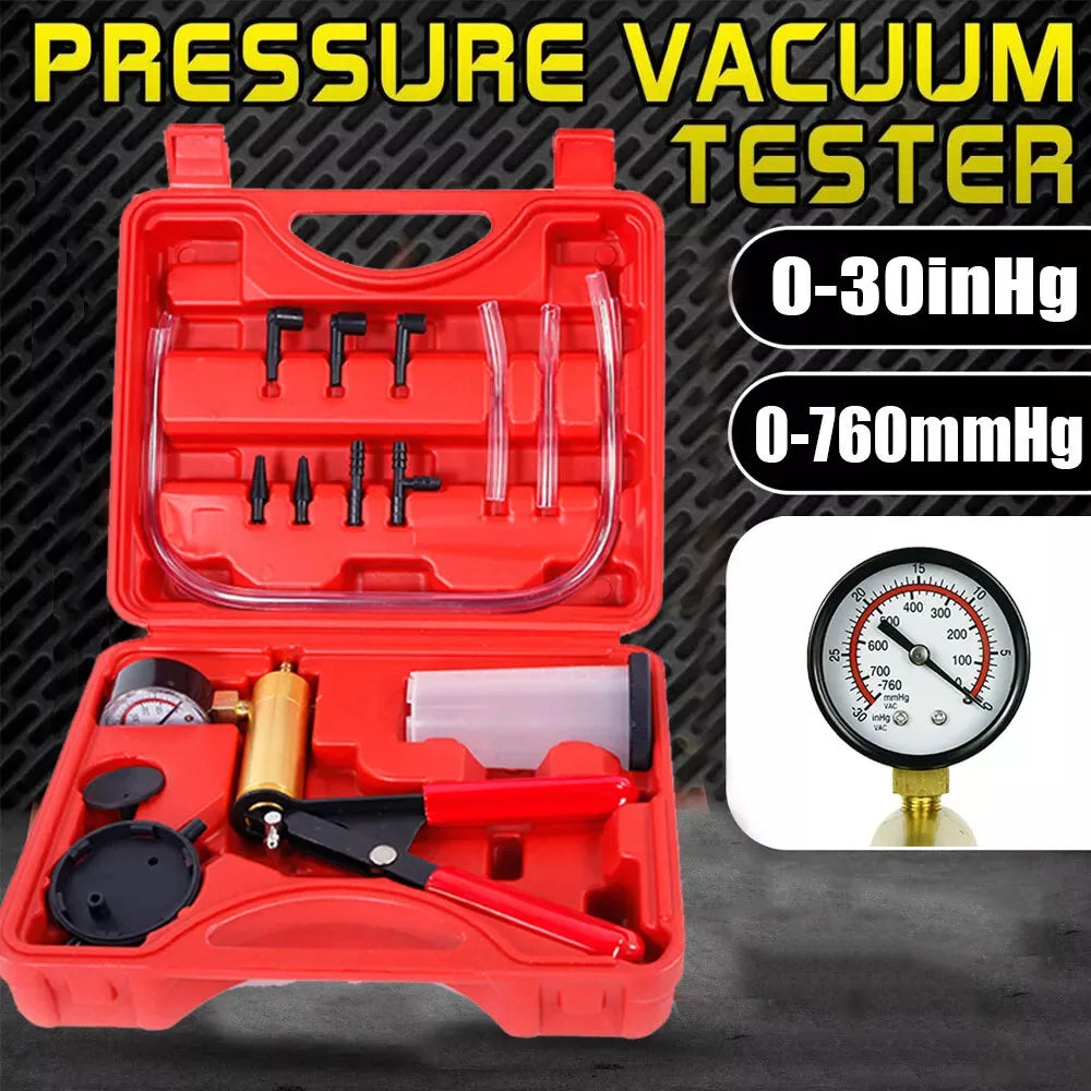 Manual Brake Bleeder Vacuum Pump Kit Automotive Fluid Tester with Gauge Adapters Test Tools Kit for Car Truck Van
