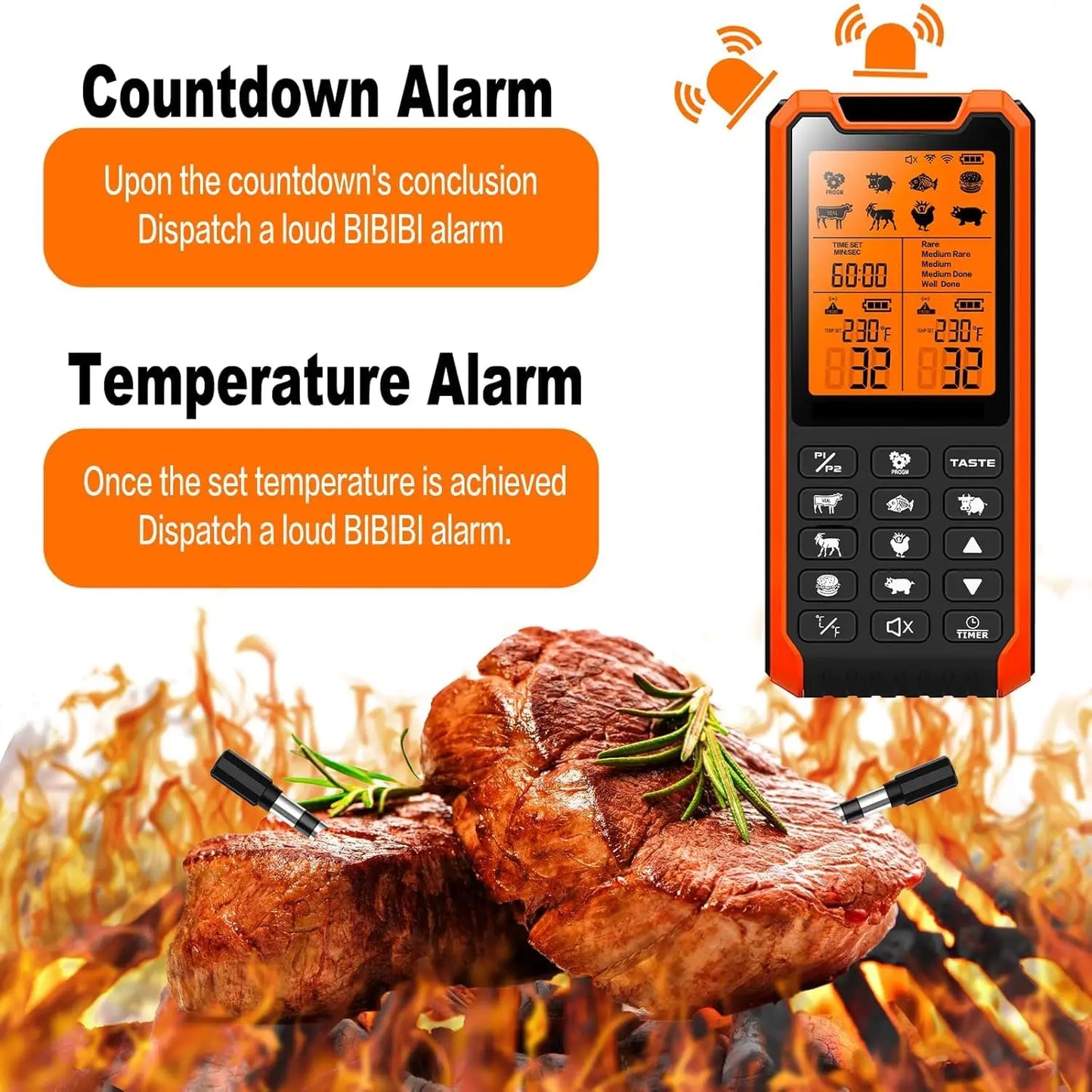 Wireless Digital Meat Thermometer with Dual Probes for BBQ, Oven, Smoker, Air Fryer - TrendForce25