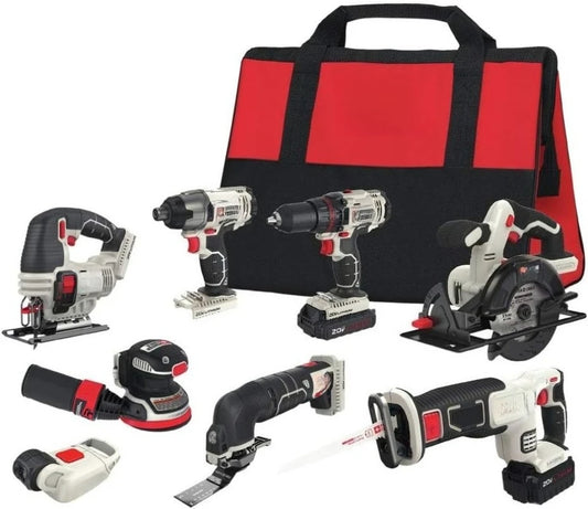 20V MAX 8-Tool Combo Kit Cordless Drill and Impact Driver, Circular and Reciprocation Saw, Jigsaw, Orbital Sander,