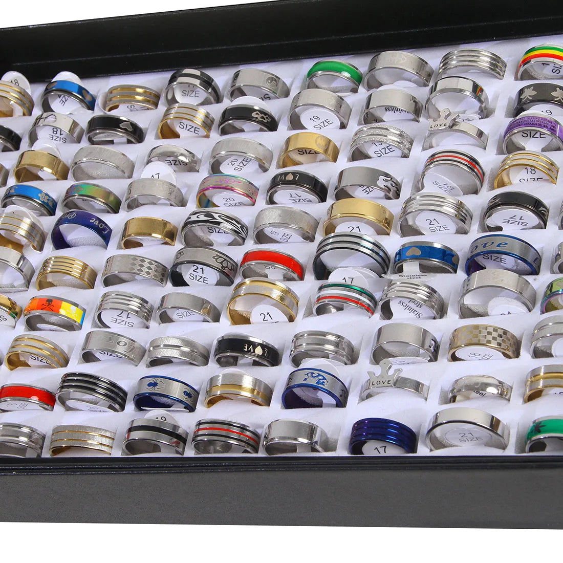 100pcs Mixed Size Rings Bulk Finger Band Ring Wholesale Lot Men Women Jewelry luxury Gift Holiday Party Wedding Punk Rings