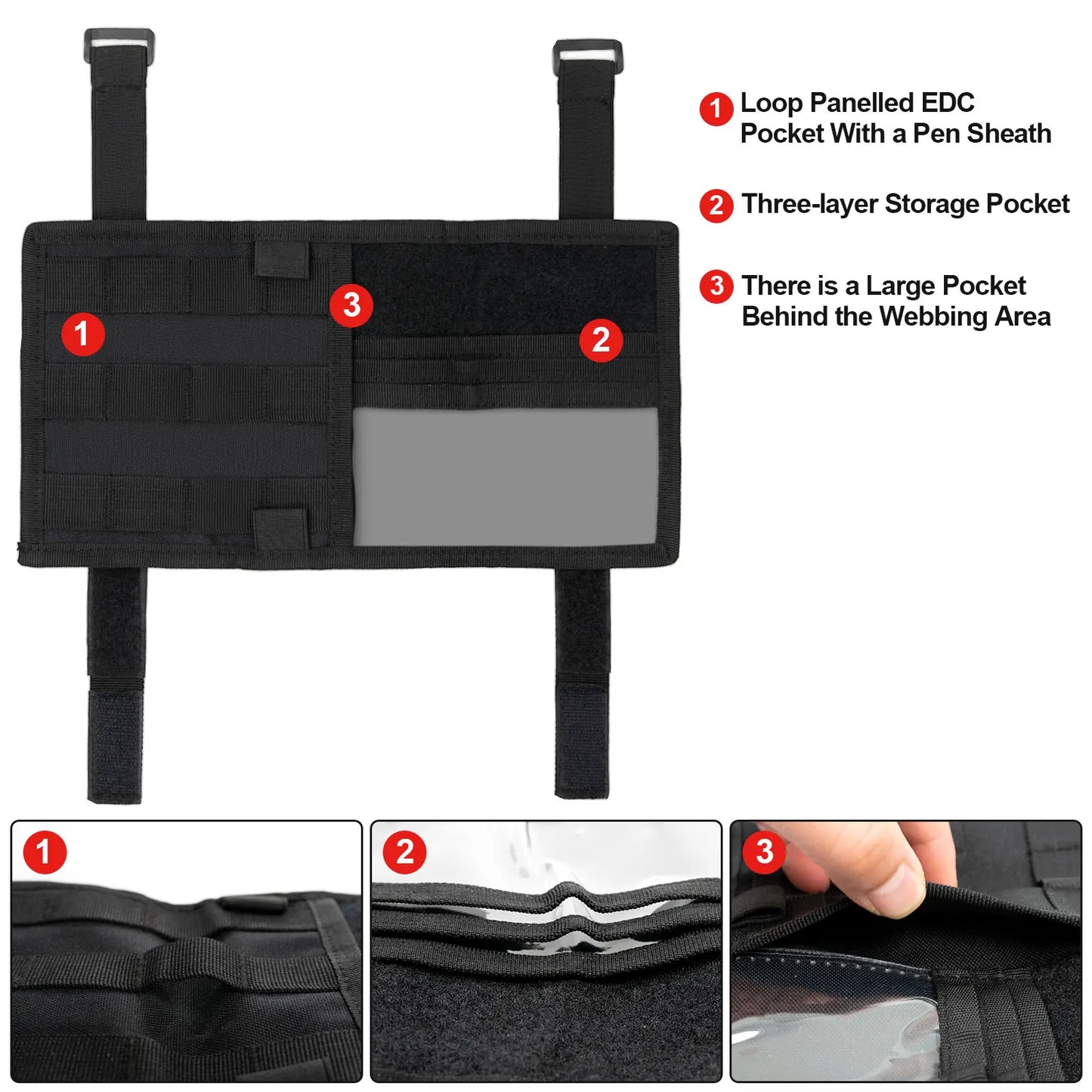 Tactical MOLLE Vehicle Visor Panel EDC Tool Pouch CD Storage Bag Truck Van Car Sun Visor Organizer Auto Gear Accessories Holder