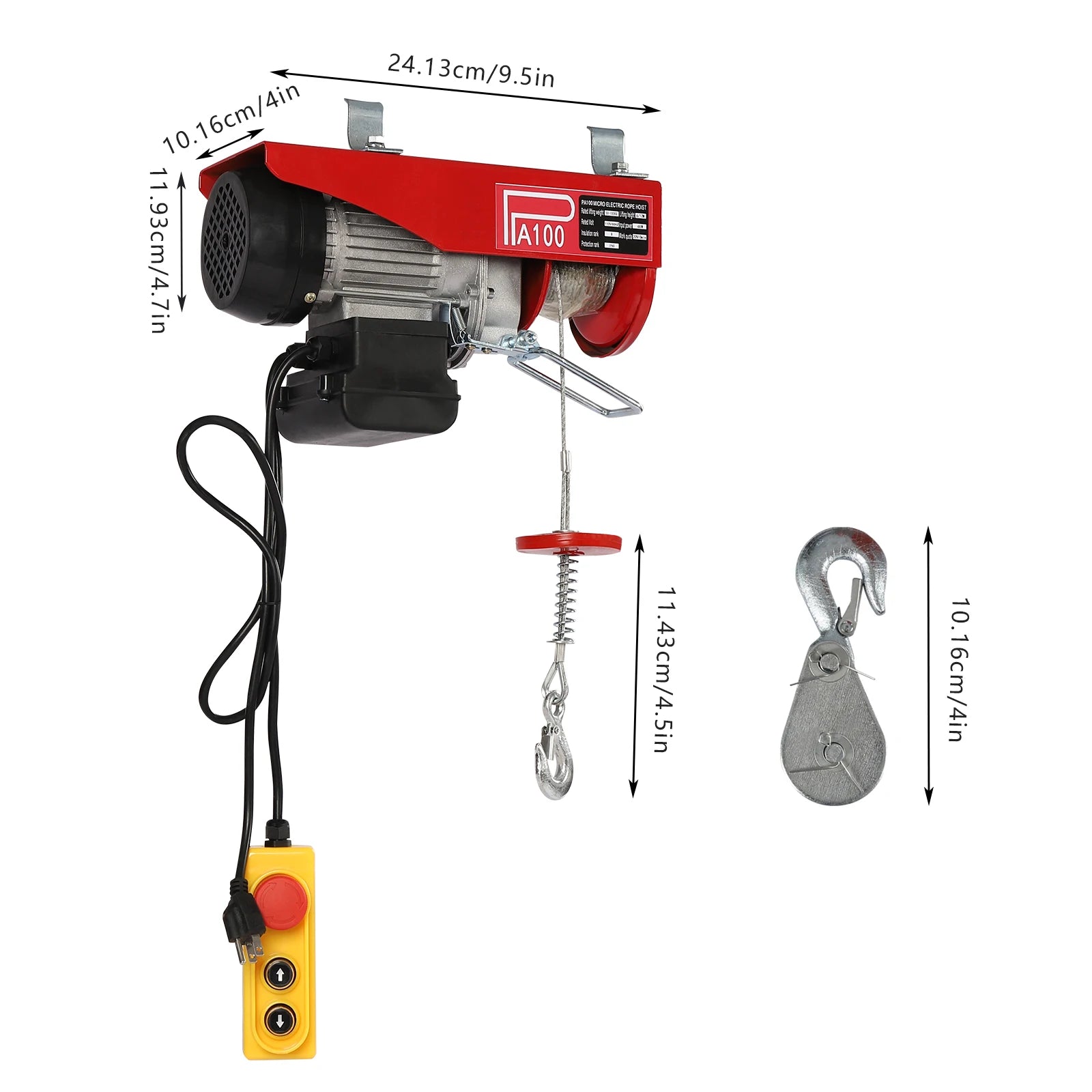 480W Electric Hoist 110V Electric Winch With Remote Control And Double Slings 220lbs Loads For Factories, Docks, Warehouses - TrendForce25