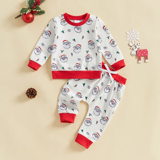 Cute 2 Piece Outfit Reindeer Print Long Sleeve Hoodie and Stretchy Leggings Set for Baby Toddler Winter Clothing