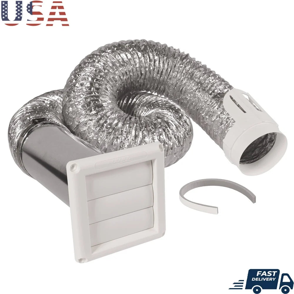Complete 8in Dryer Vent Kit with Lint Trap Water Resistant Airtight Duct Electric Dryers Indoor Ventilation 2 Clamps Included