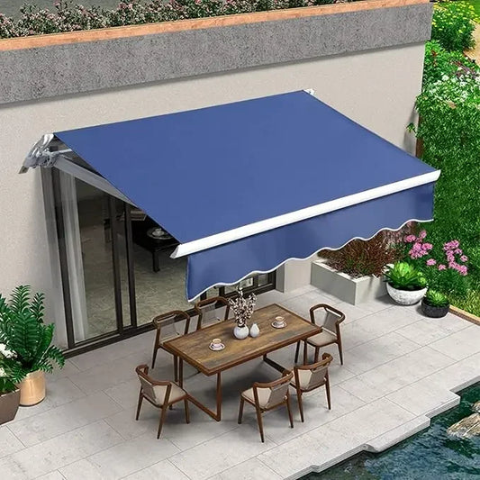 13.1'x8.2' Patio Awning, Retractable Awning with Crank Handle and Waterproof Polyester