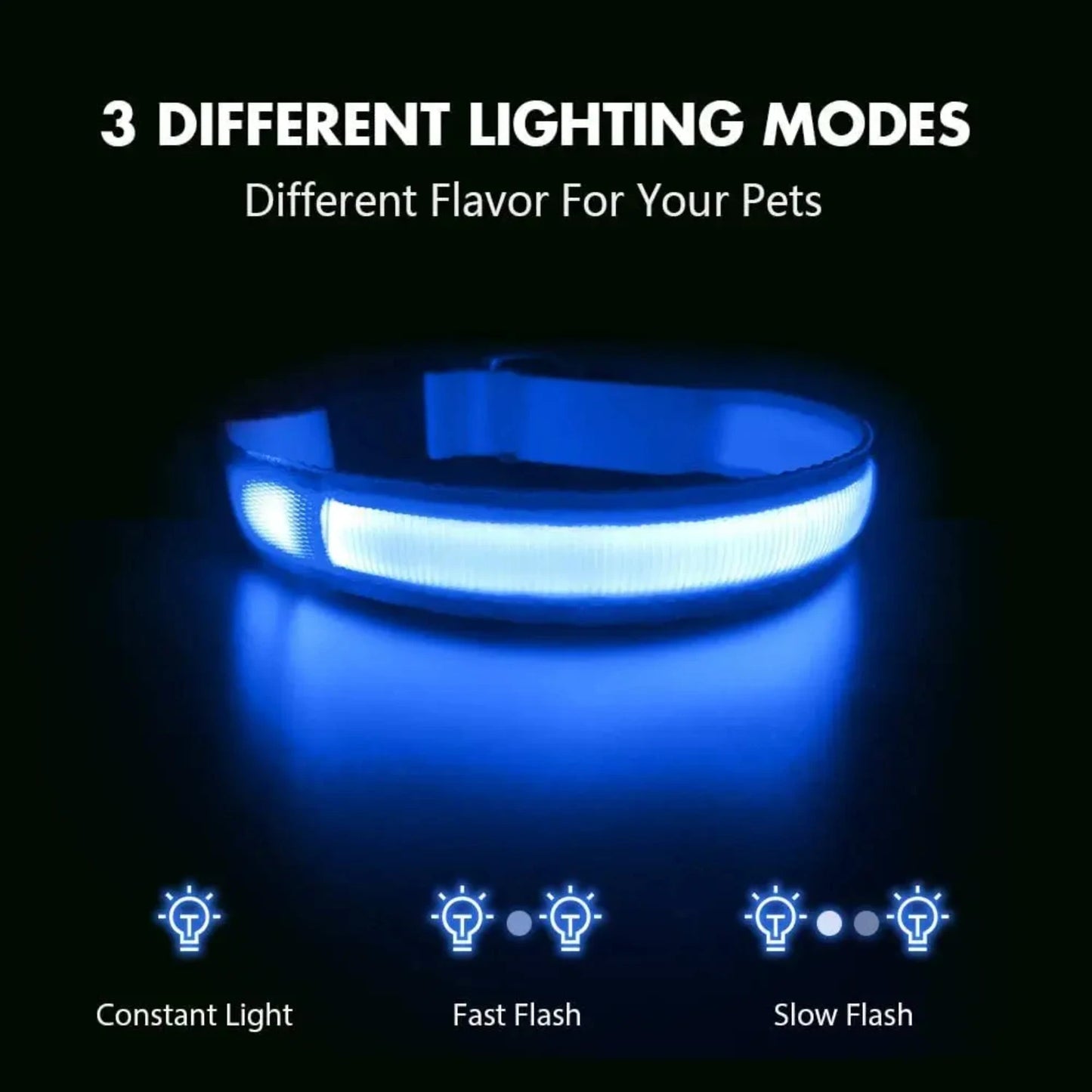 XS/M LED Dog Collar USB Rechargeable Light  Dog Collar Lights Adjustable Soft Safety Night Light Flashing 3 modes Pet Supplies