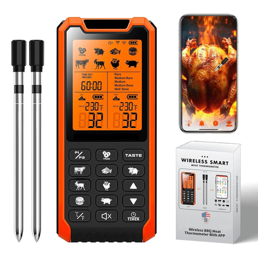 Wireless Digital Meat Thermometer with Dual Probes for BBQ, Oven, Smoker, Air Fryer - TrendForce25