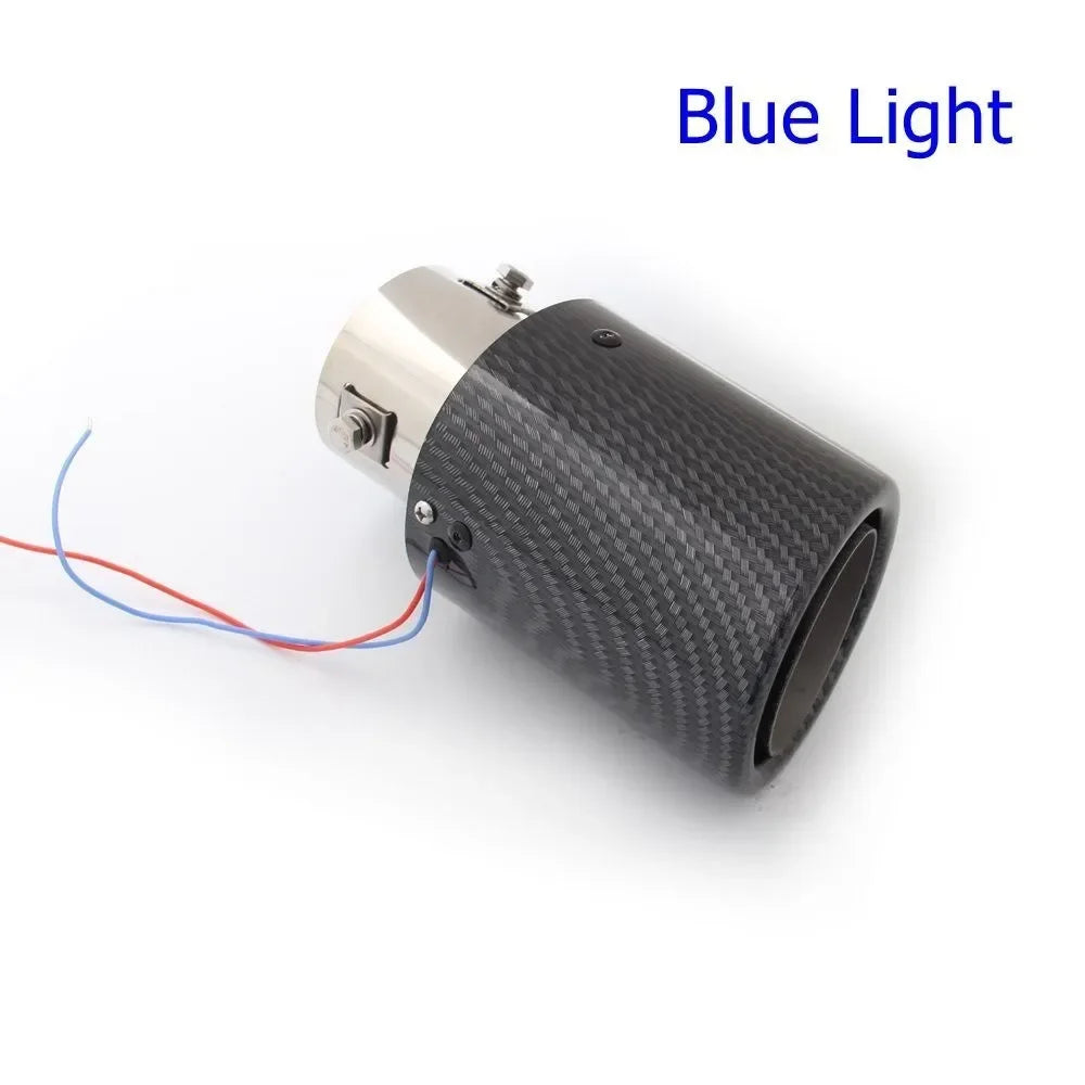 Universal Car Modified Exhaust Muffler Tip Pipe LED Red/Blue Light Outlet Exhaust Pipe Tail Throat Silencer Turbo Sport