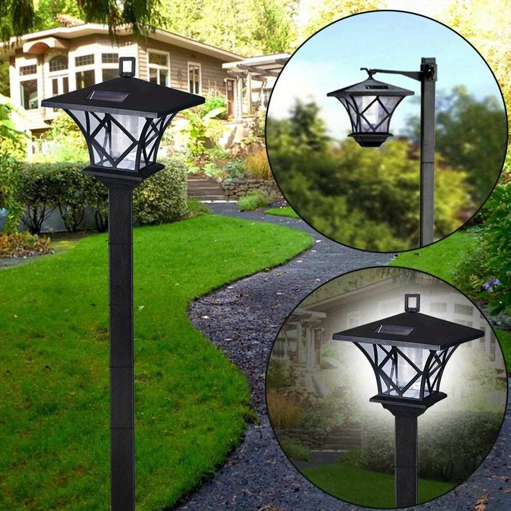 59'' Solar Lamp Post Light, Outdoor Solar Lamp Post Lighting, Aluminum Retro Black Light Pole